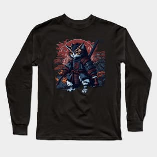 Samurai cat hip hop Long Sleeve T-Shirt